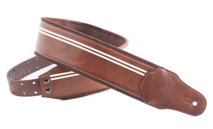 SMOOTH Brown Bass and Guitar Strap in leather